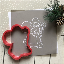 Форма +трафарет для пряников Дед Мороз с посохом, 12 см