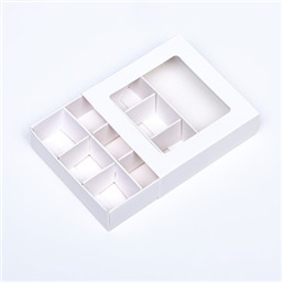 Коробка для 9 конфет, 8.7×8.7×2.5 Тонкие разделители, Белый