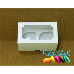 Коробка для капкейков 2 ячейки с окном, 16х10х10 см, мелованный картон