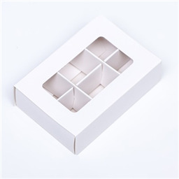 Коробка для конфет 6 штук, 8.7×5.8×2.5 Тонкие разделители, Белый.