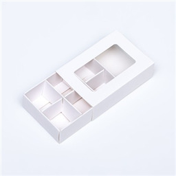 Коробка для конфет 6 штук, 8.7×5.8×2.5 Тонкие разделители, Белый.