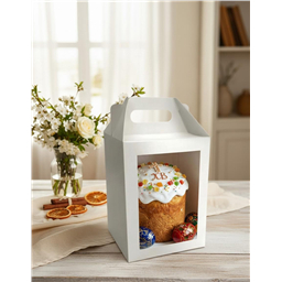 Коробка для кулича с ручками,15х15х20 см