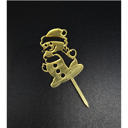 Мини-топпер Снеговик на ножке,золото, 4,5 см, зерк.акрил