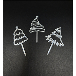 Мини-топпер  Ёлочки серебро на ножке в ассортименте, 4 см, зерк.акрил