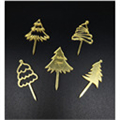 Мини-топпер  Ёлочки золотые на ножке в ассортименте, 4 см, зерк.акрил