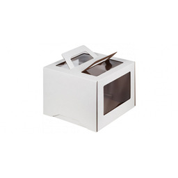 ОПТ 50! ! Коробка для торта 30х30х19 с окном, с ручками (микрогофрокартон)