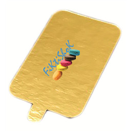 Подложка под пирожное Прямоугольник с держателем, золото, 9х5,5 см