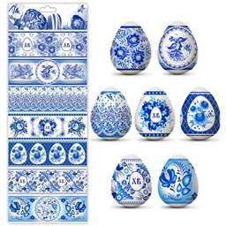 Термонаклейки пасхальные Гжель, 7 шт