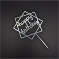 Топпер  Happy Birthday ромб,прописной, серебро, арт.5