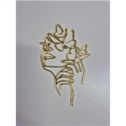 Топпер Силуэт девушки с бабочками, золотой, арт.37